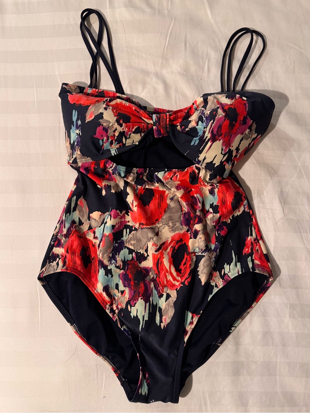 kate spade Floral One-Piece Swimsuit in Navy, Red, Pink